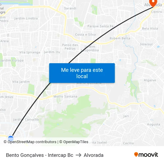 Bento Gonçalves - Intercap Bc to Alvorada map
