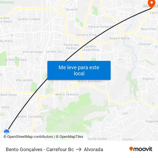 Bento Gonçalves - Carrefour Bc to Alvorada map