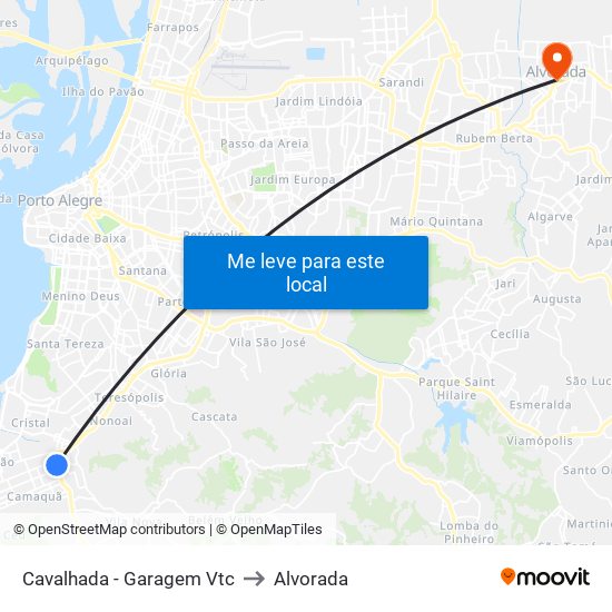 Cavalhada - Garagem Vtc to Alvorada map