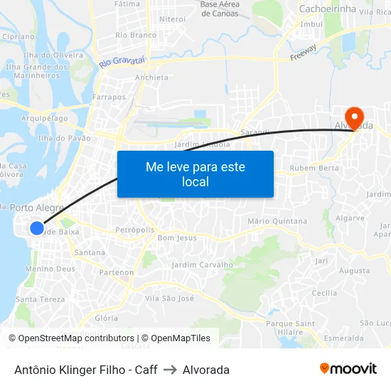 Antônio Klinger Filho - Caff to Alvorada map