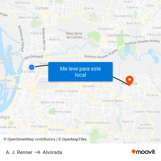 A. J. Renner to Alvorada map