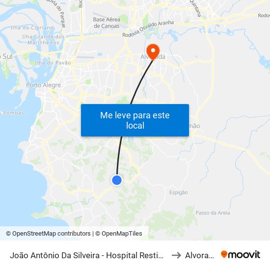 João Antônio Da Silveira - Hospital Restinga to Alvorada map