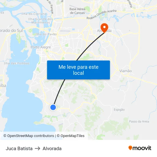 Juca Batista to Alvorada map