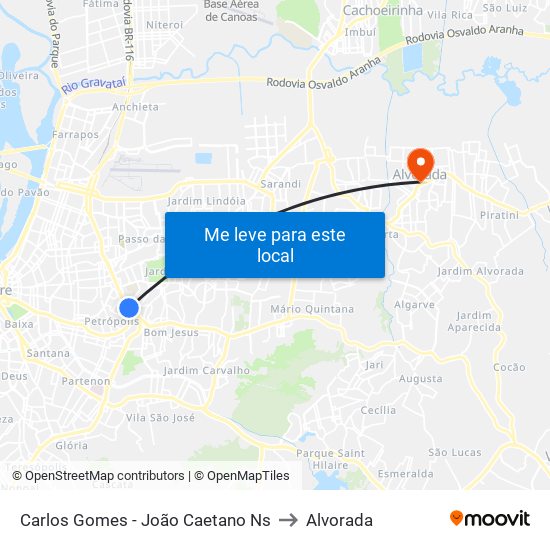 Carlos Gomes - João Caetano Ns to Alvorada map