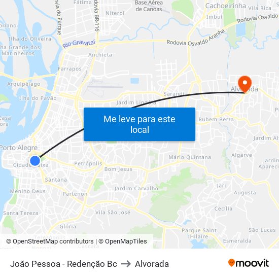 João Pessoa - Redenção Bc to Alvorada map