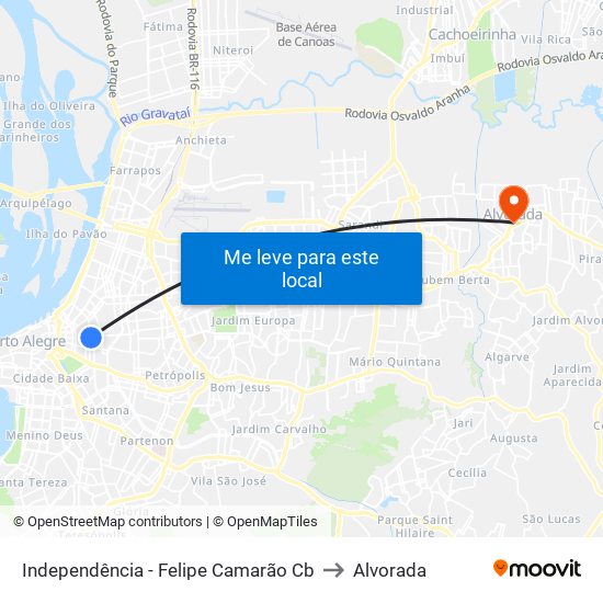 Independência - Felipe Camarão Cb to Alvorada map