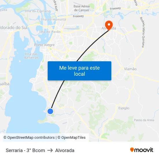 Serraria - 3° Bcom to Alvorada map