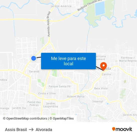 Assis Brasil to Alvorada map