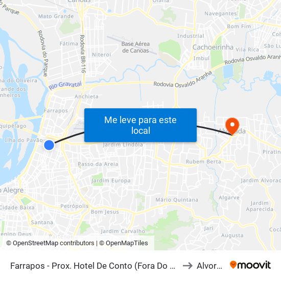Farrapos - Prox. Hotel De Conto (Fora Do Corredor) to Alvorada map