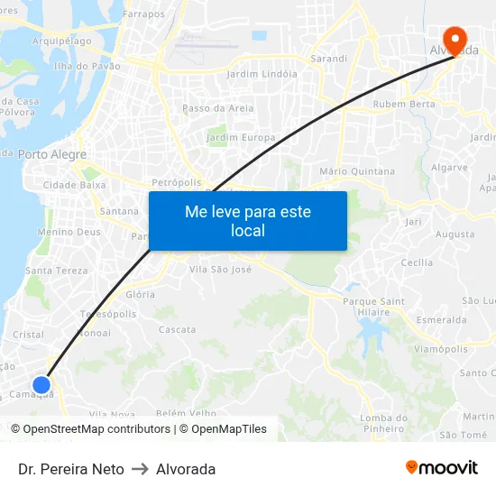 Dr. Pereira Neto to Alvorada map