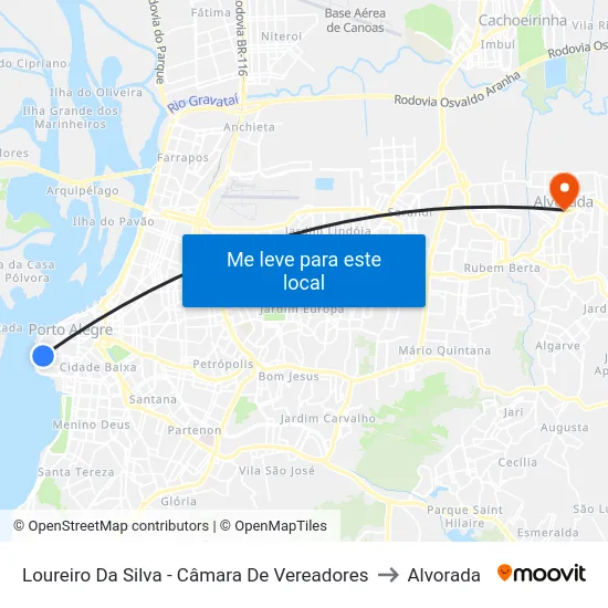 Loureiro Da Silva - Câmara De Vereadores to Alvorada map