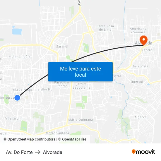 Av. Do Forte to Alvorada map