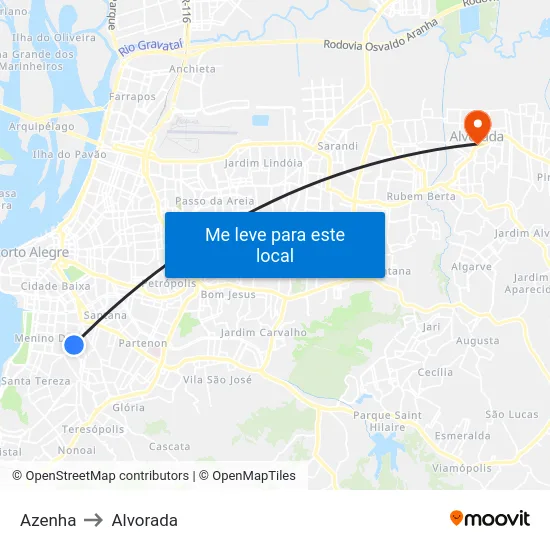 Azenha to Alvorada map