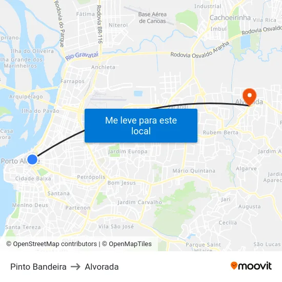 Pinto Bandeira to Alvorada map