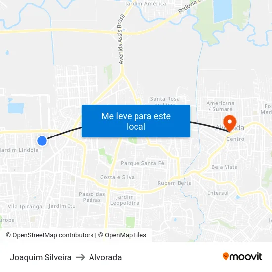 Joaquim Silveira to Alvorada map