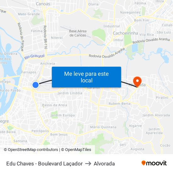 Edu Chaves - Boulevard Laçador to Alvorada map