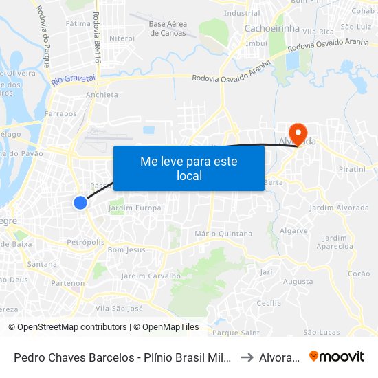 Pedro Chaves Barcelos - Plínio Brasil Milano to Alvorada map