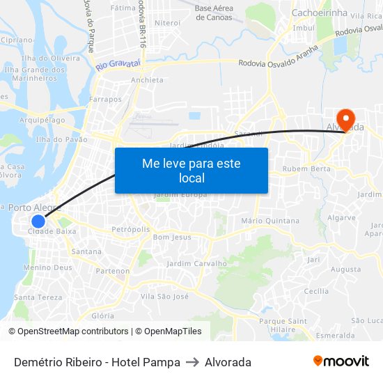 Demétrio Ribeiro - Hotel Pampa to Alvorada map