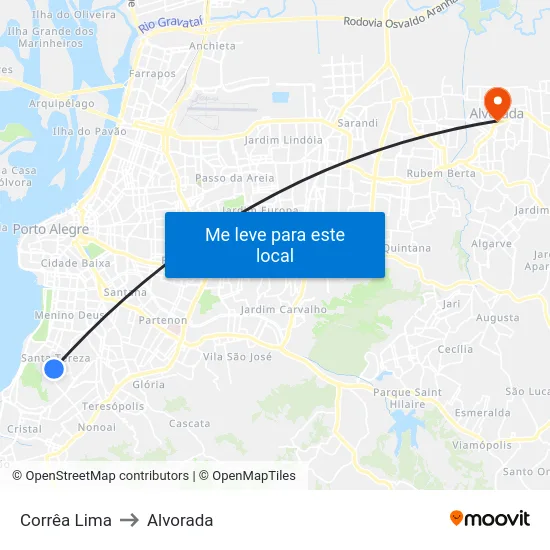 Corrêa Lima to Alvorada map