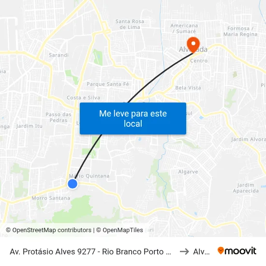 Av. Protásio Alves 9277 - Rio Branco Porto Alegre - Rs 91260-000 Brasil to Alvorada map