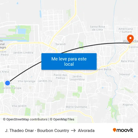 J. Thadeo Onar - Bourbon Country to Alvorada map
