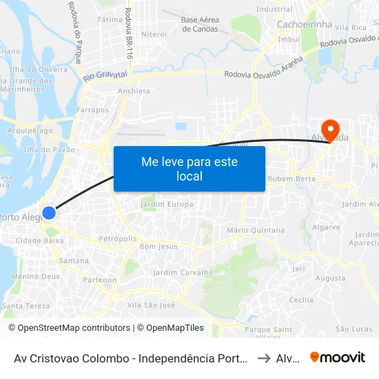 Av Cristovao Colombo - Independência Porto Alegre - Rs 90030-142 Brasil to Alvorada map