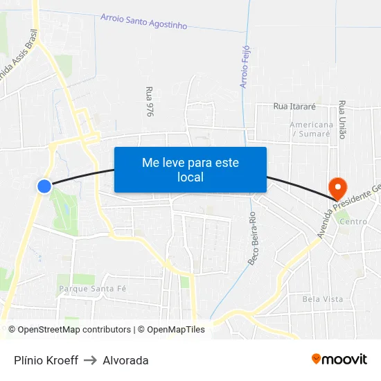 Plínio Kroeff to Alvorada map