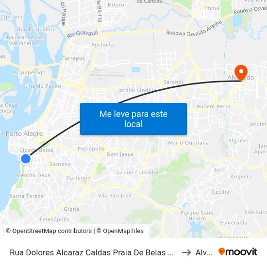 Rua Dolores Alcaraz Caldas Praia De Belas Porto Alegre - Rs 90110-180 Brasil to Alvorada map