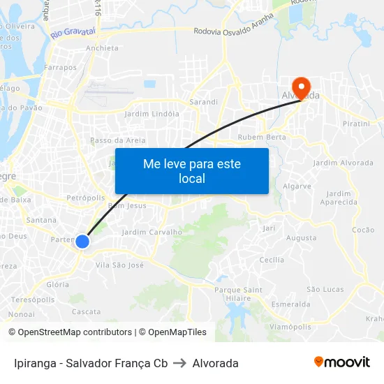 Ipiranga - Salvador França Cb to Alvorada map