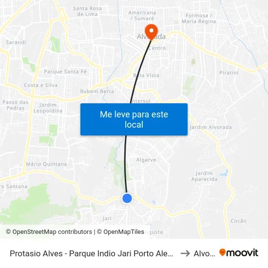 Protasio Alves - Parque Indio Jari Porto Alegre - Rs 94495-000 Brasil to Alvorada map