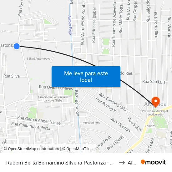 Rubem Berta Bernardino Silveira Pastoriza - Rubem Berta Porto Alegre - Rs 91160-310 Brasil to Alvorada map