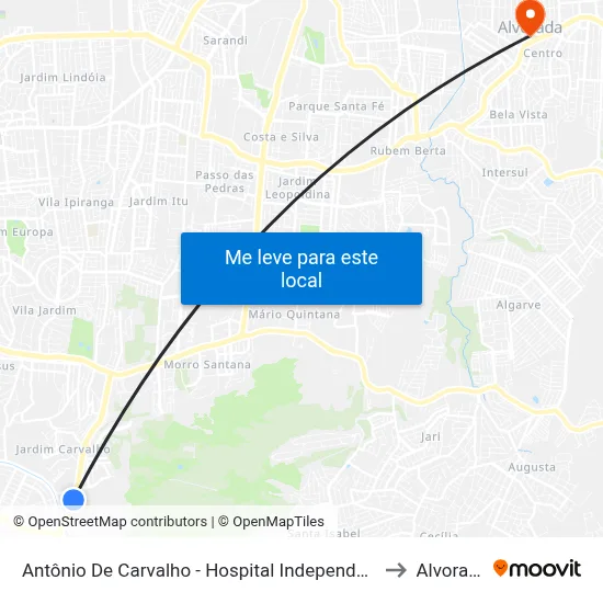 Antônio De Carvalho - Hospital Independência to Alvorada map