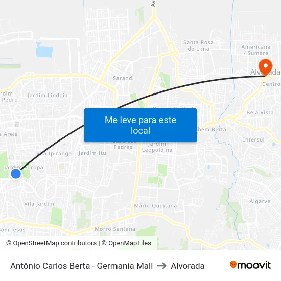 Antônio Carlos Berta - Germania Mall to Alvorada map