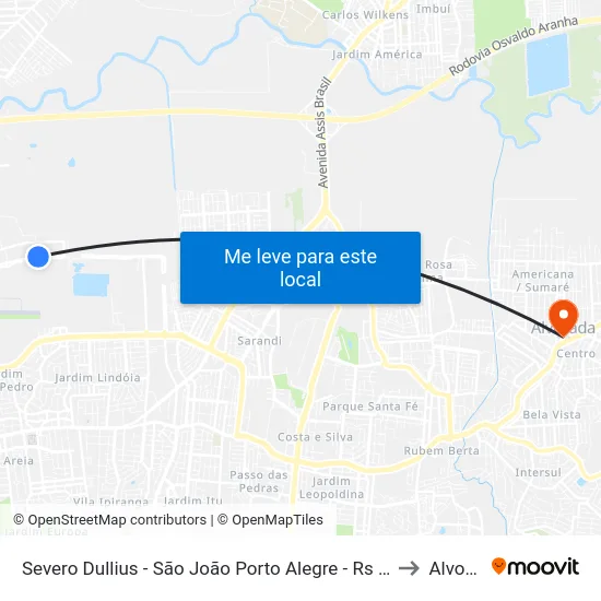 Severo Dullius - São João Porto Alegre - Rs 90200-310 Brasil to Alvorada map