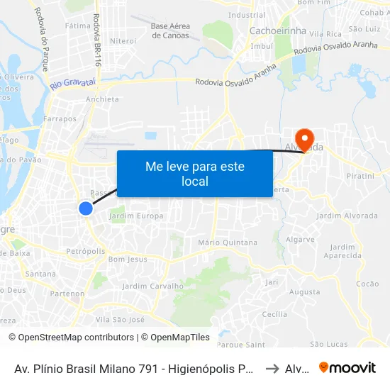 Av. Plínio Brasil Milano 791 - Higienópolis Porto Alegre - Rs 90520-000 Brasil to Alvorada map