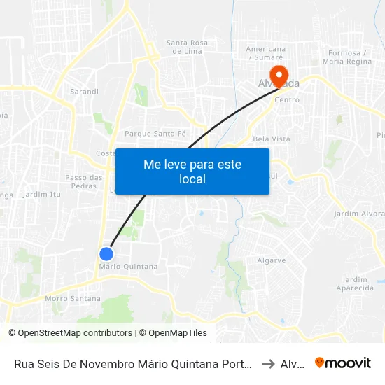 Rua Seis De Novembro Mário Quintana Porto Alegre - Rs 91270-320 Brasil to Alvorada map