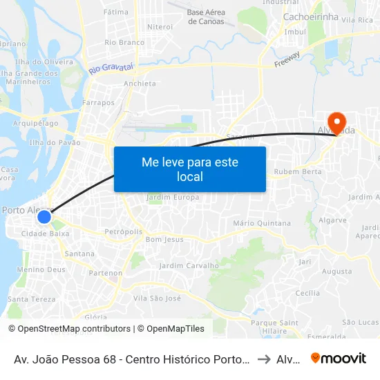 Av. João Pessoa 68 - Centro Histórico Porto Alegre - Rs 90010-281 Brasil to Alvorada map