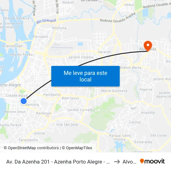 Av. Da Azenha 201 - Azenha Porto Alegre - Rs 91330-140 Brasil to Alvorada map