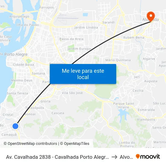 Av. Cavalhada 2838 - Cavalhada Porto Alegre - Rs 91740-000 Brasil to Alvorada map