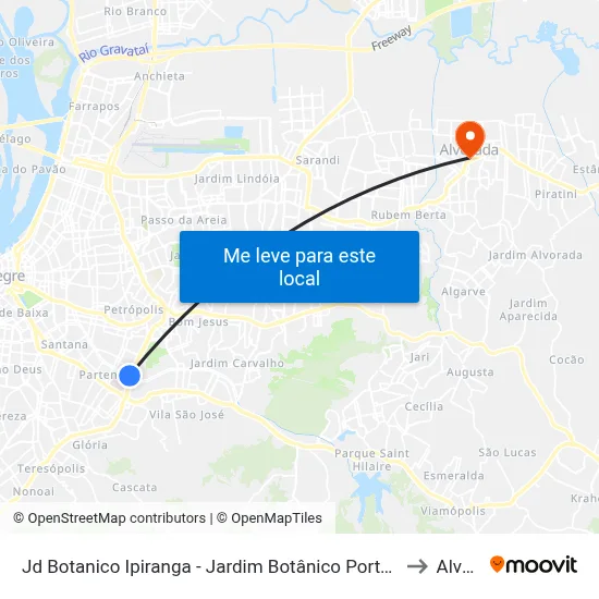Jd Botanico Ipiranga - Jardim Botânico Porto Alegre - Rs 90450-190 Brasil to Alvorada map