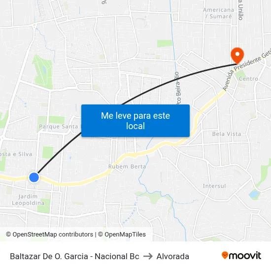 Baltazar De O. Garcia - Nacional Bc to Alvorada map