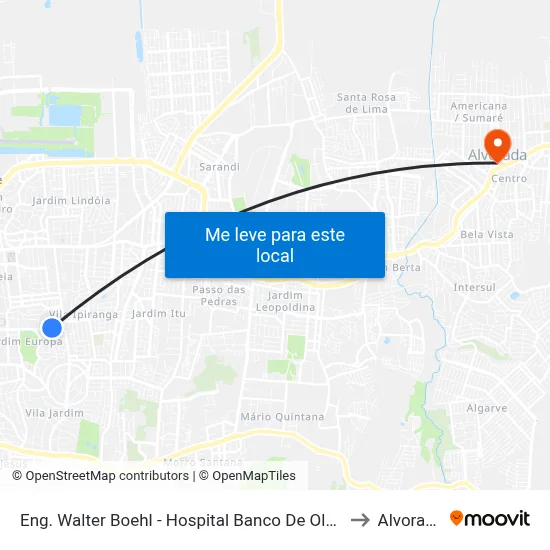 Eng. Walter Boehl - Hospital Banco De Olhos to Alvorada map
