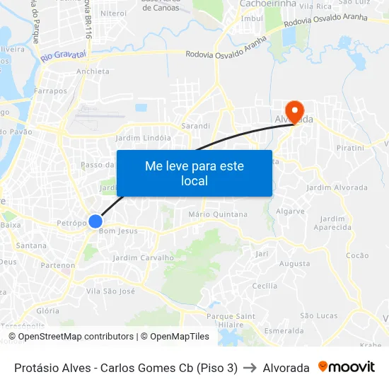 Protásio Alves - Carlos Gomes Cb (Piso 3) to Alvorada map