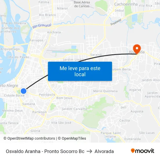 Osvaldo Aranha - Pronto Socorro Bc to Alvorada map