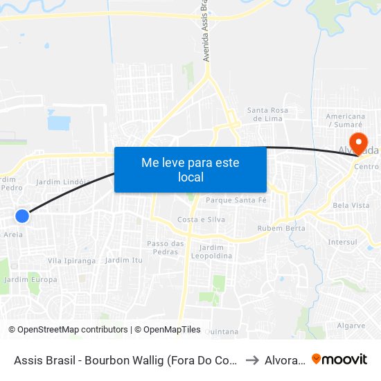 Assis Brasil - Bourbon Wallig (Fora Do Corredor) to Alvorada map