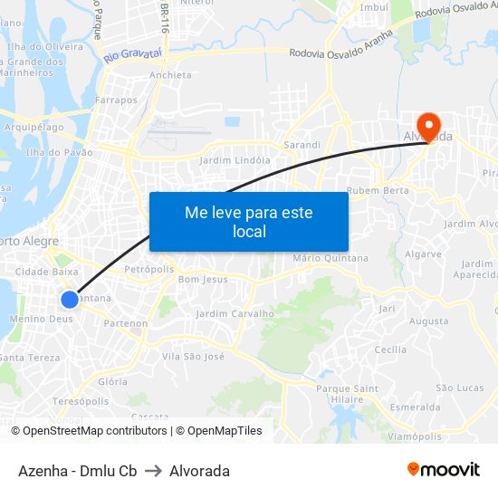 Azenha - Dmlu Cb to Alvorada map