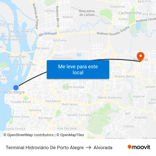 Terminal Hidroviário De Porto Alegre to Alvorada map