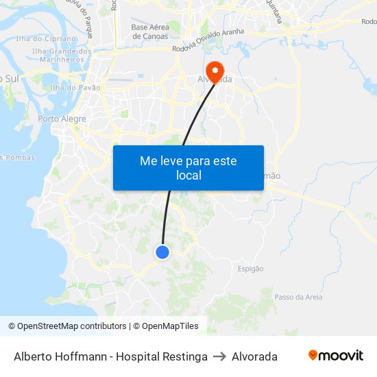 Alberto Hoffmann - Hospital Restinga to Alvorada map