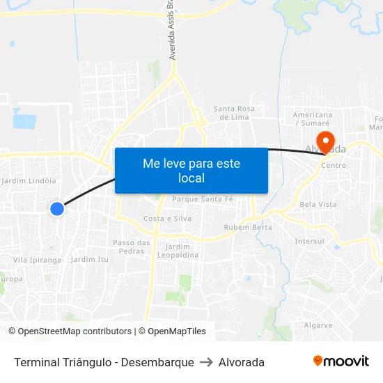 Terminal Triângulo - Desembarque to Alvorada map