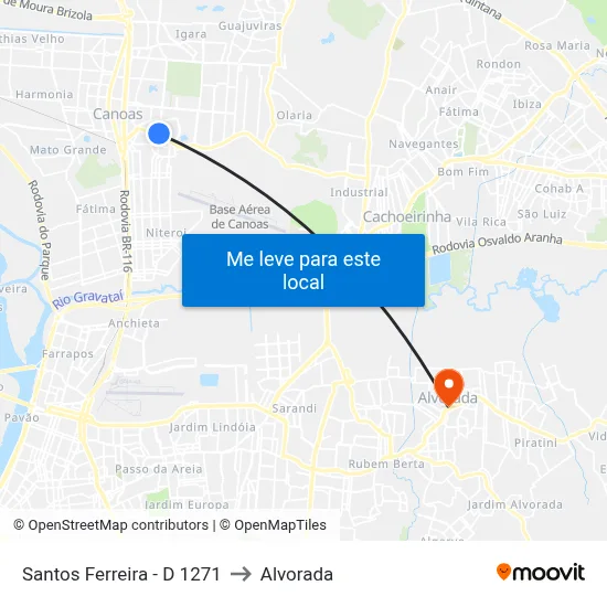 Santos Ferreira - D 1271 to Alvorada map